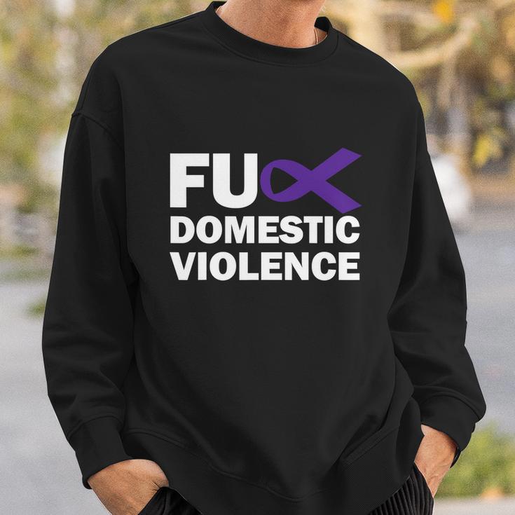 Fuck Domestic Violence Purple Ribbon Domestic Violence Sweatshirt Gifts for Him