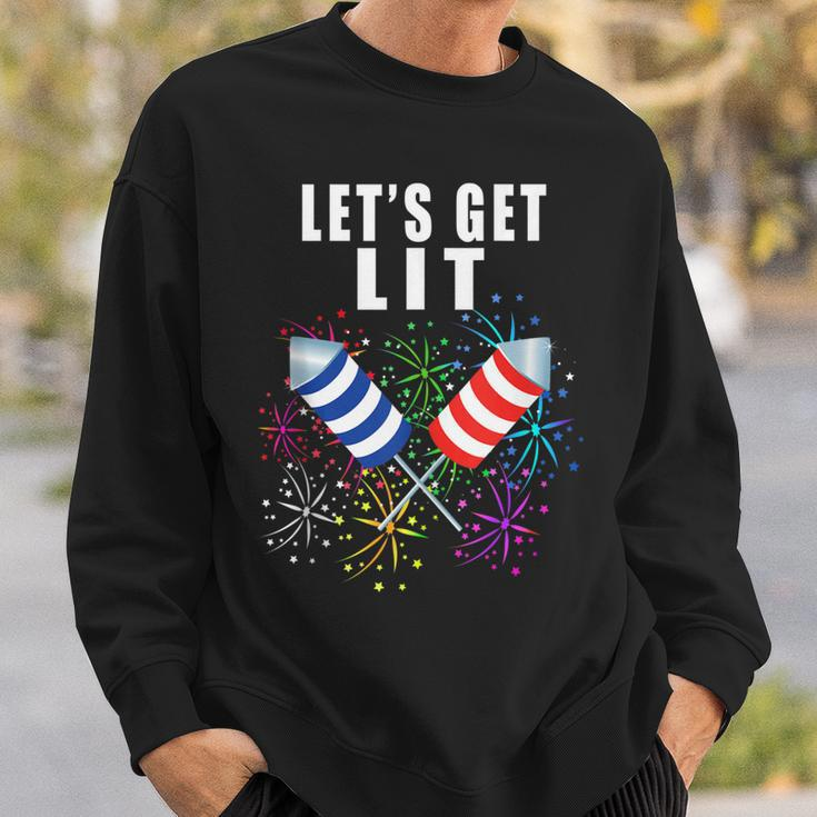 Funny 4Th Of July Lets Get Lit 2021 Pun Sweatshirt Gifts for Him