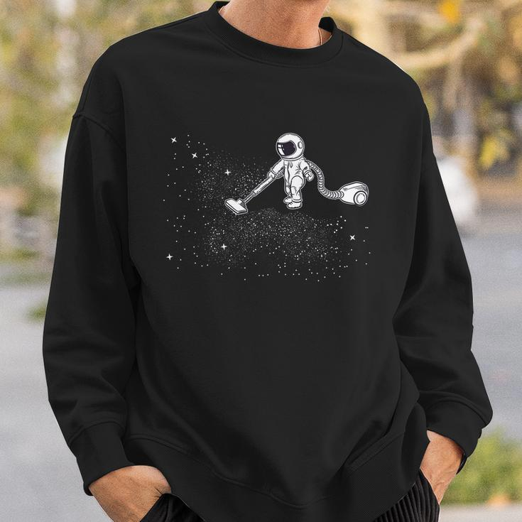 Funny Astronaut Vacuuming Galaxy Stars Sweatshirt Gifts for Him