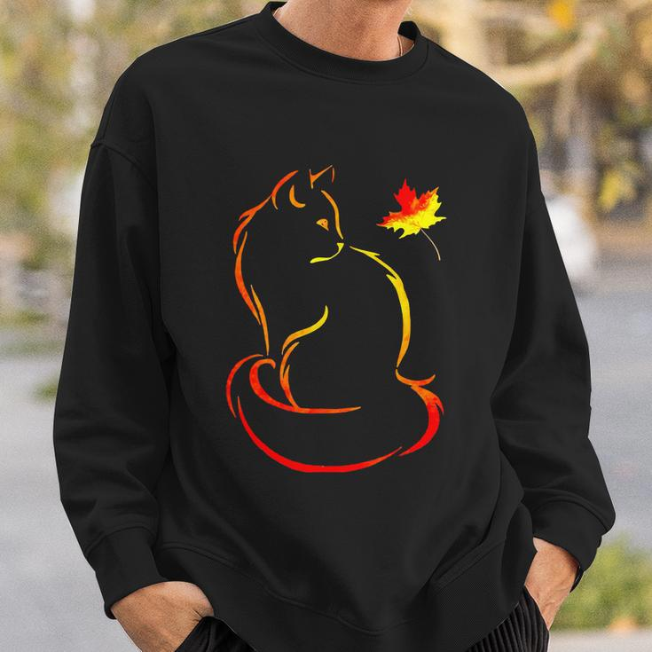 Funny Cat Leaf Fall Hello Autumn For Cute Kitten Graphic Design Printed Casual Daily Basic Sweatshirt Gifts for Him
