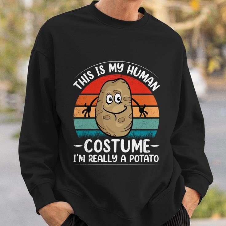 Funny Cute Retro Distressed Sunset Potato Human Costume Halloween Costume Sweatshirt Gifts for Him