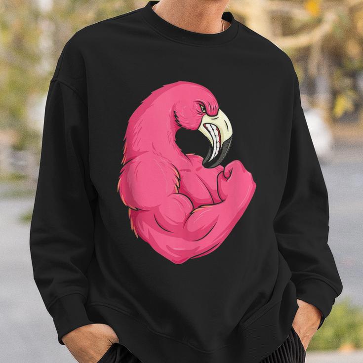 Funny Flamingo Bodybuilder Muscle Fitness Sweatshirt - Thegiftio