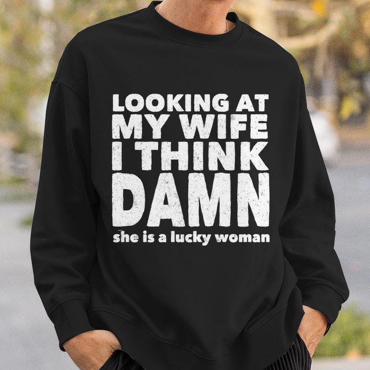 Funny Husband Lucky Wife Tshirt Sweatshirt Gifts for Him