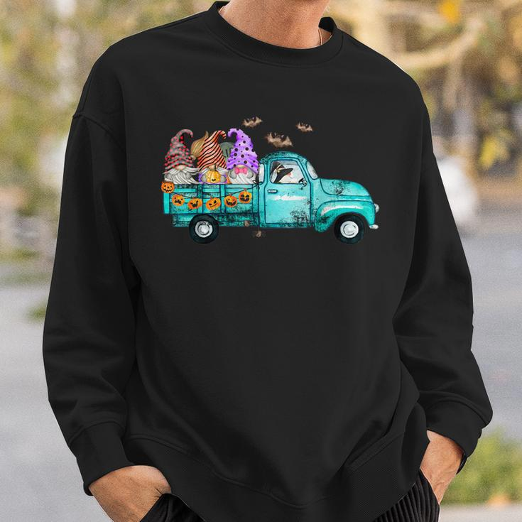 Funny Women Halloween Truck Gnomes Pumpkin Kids Thanksgiving Sweatshirt Gifts for Him