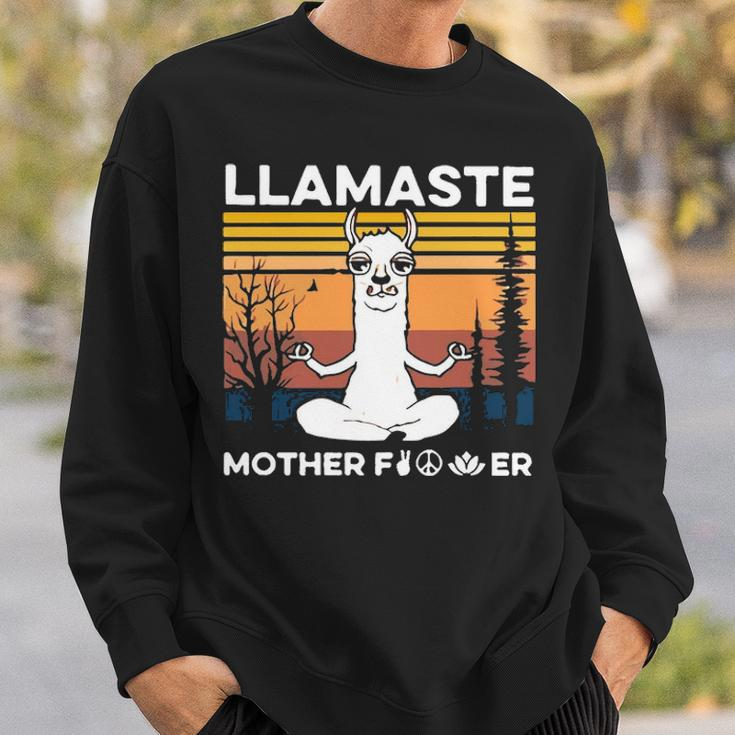 Funny Yoga Llamaste Mother Fvcker Retro Vintage Mans Sweatshirt Gifts for Him