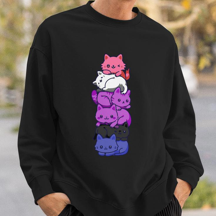 Genderfluid Pride Cat Lgbt Gender Fluid Flag Cute Cats Pile Gift Sweatshirt Gifts for Him