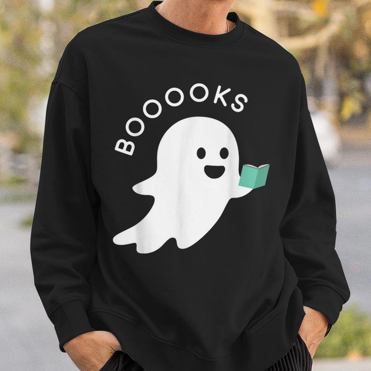 Halloween Booooks Ghost Reading Boo Read Books Library Sweatshirt Gifts for Him