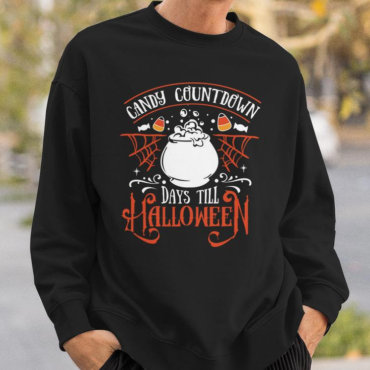 Halloween Candy Countdown Days Till Halloween - Orange And White Men Women Sweatshirt Graphic Print Unisex Gifts for Him