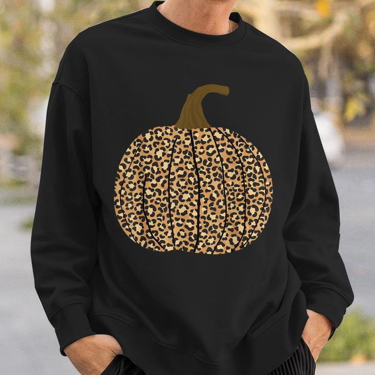 Halloween Leopard Pattern Pumpkin Costume Sweatshirt Gifts for Him