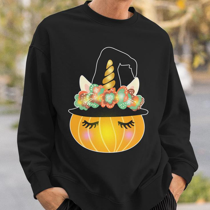 Halloween Uni-Pumpkin Sparkly Cute Graphic Design Printed Casual Daily Basic Sweatshirt Gifts for Him