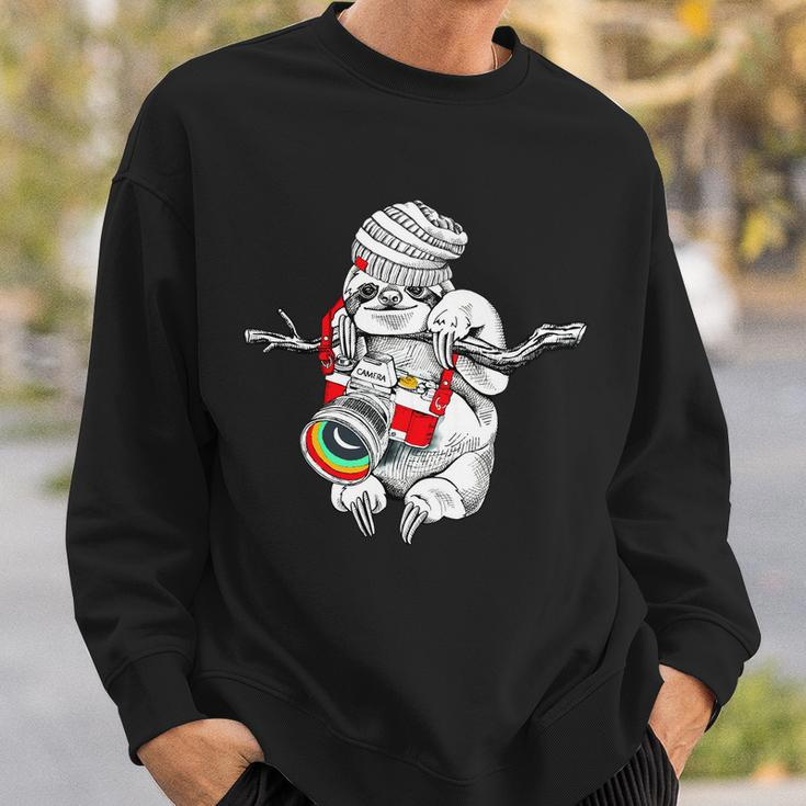 Hipster Sloth With Retro Camera Sweatshirt Gifts for Him