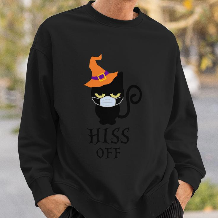 Hiss Off Cat Witch Hat Halloween Quote Sweatshirt Gifts for Him