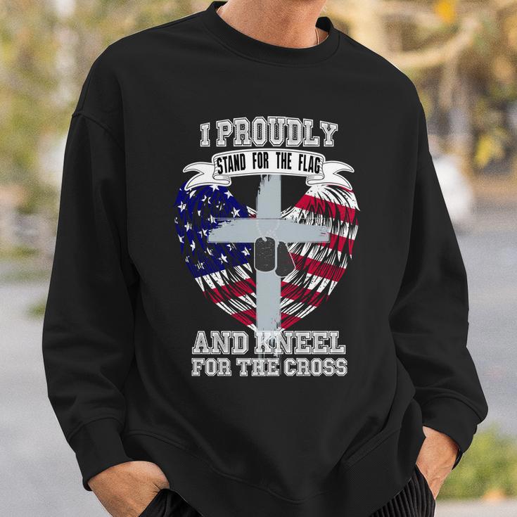 I Proudly Stand For The Flag And Kneel For The Cross Sweatshirt Gifts for Him