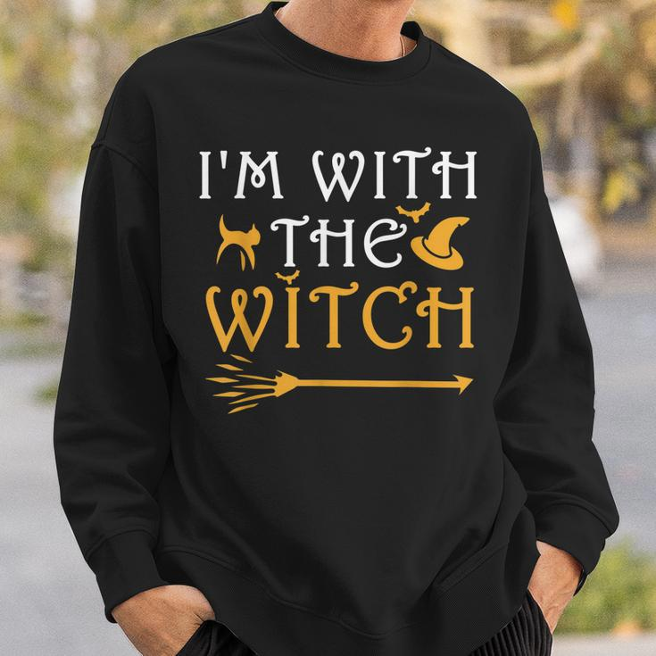 Im With The Witch Funny Halloween Costume Couples Sweatshirt Gifts for Him