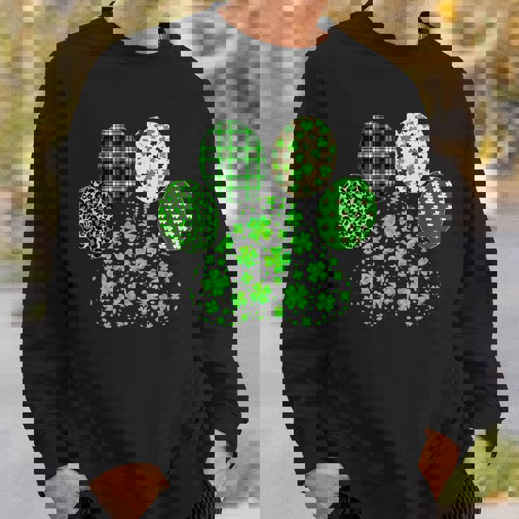 Irish Cute Dog Paw Clovers St Patricks Day Lucky Shamrock Men Women Sweatshirt Graphic Print Unisex Gifts for Him