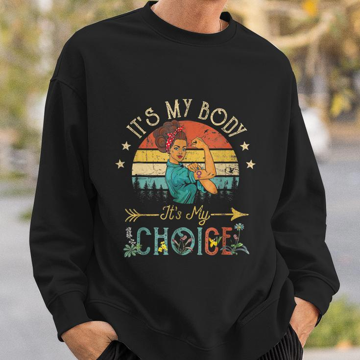 Its My Body Choice Feminist Womens Floral Feminist Retro Sweatshirt Gifts for Him