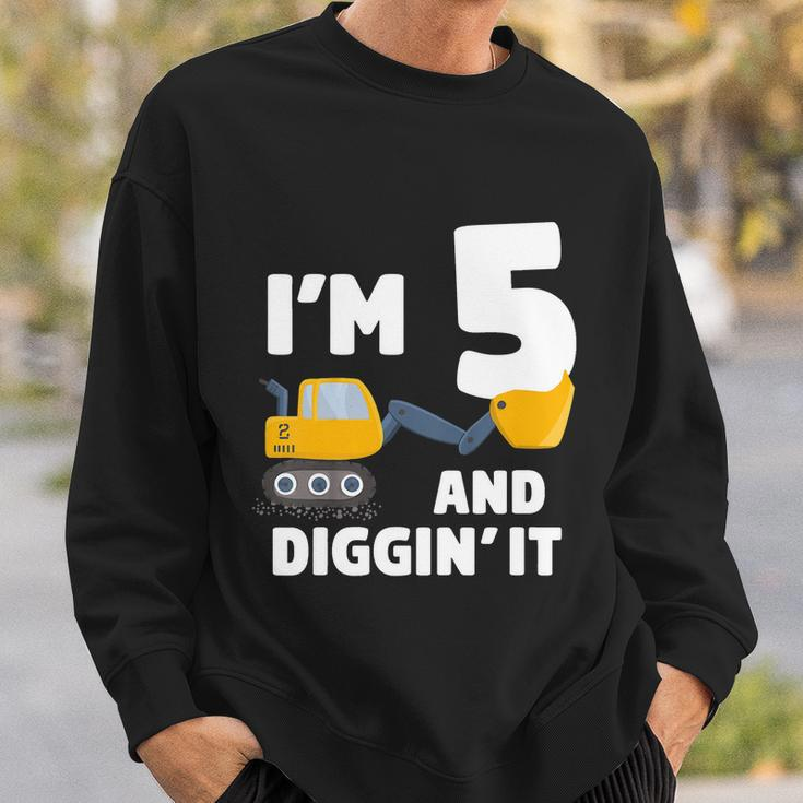 Kids Construction Truck 5Th Birthday Boy 5 Year Old Meaningful Gift Sweatshirt Gifts for Him