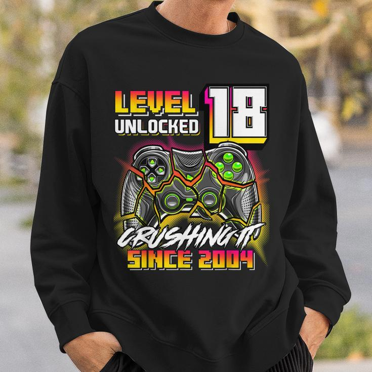 Level 18 Unlocked Crushing It 2004 Video Game 18Th Birthday Sweatshirt Gifts for Him