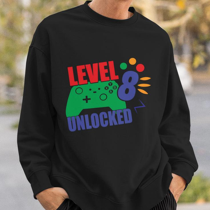Level 8 Unlocked 8Th Gamer Video Game Birthday Video Game Graphic Design Printed Casual Daily Basic Sweatshirt Gifts for Him