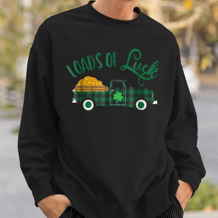 Loads Of Luck - St Pattys Day Vintage Pickup Truck Men Women Sweatshirt Graphic Print Unisex Gifts for Him