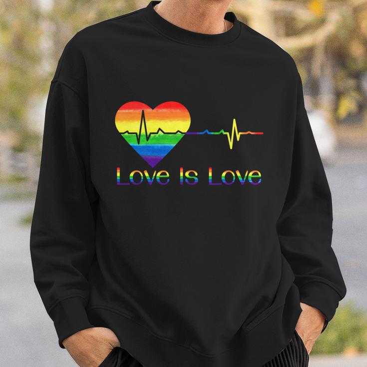 Lovely Lgbt Gay Pride Heartbeat Lesbian Gays Love Is Love Cool Gift Sweatshirt Gifts for Him