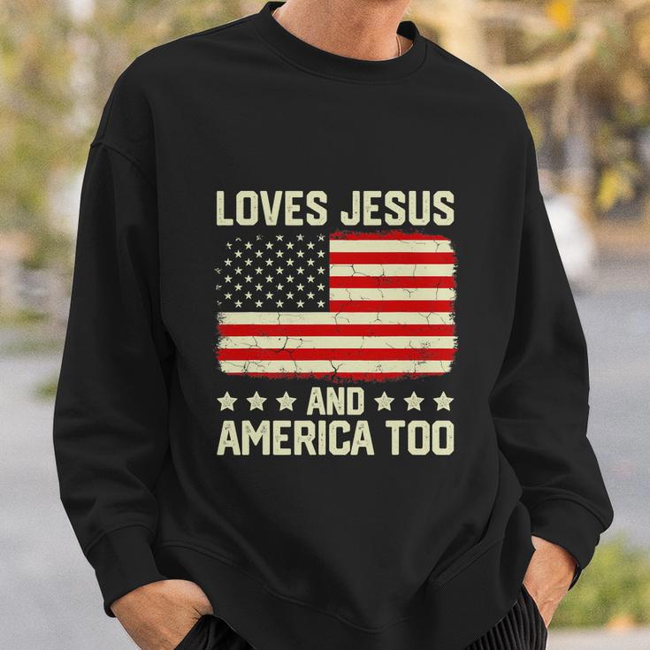 Loves Jesus And America Too Usa Patriotic Funny Christian Sweatshirt Gifts for Him