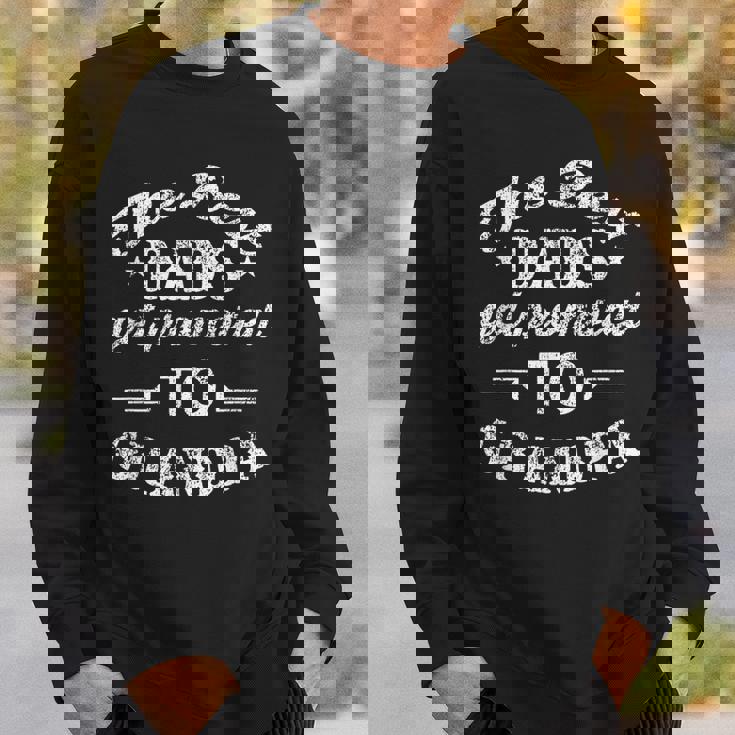 Mens The Best Dads Get Promoted To Grandpa Distressed Fathers Day Men Women Sweatshirt Graphic Print Unisex Gifts for Him