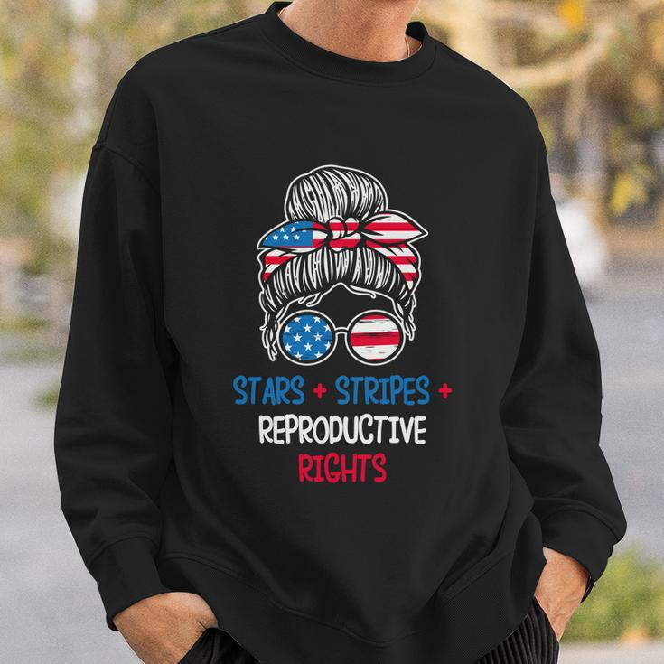 Messy Bun American Flag Stars Stripes Reproductive Rights Gift V4 Sweatshirt Gifts for Him