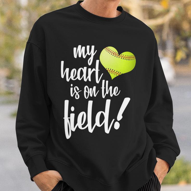 My Heart Is On The Field Baseball Player Sweatshirt Gifts for Him