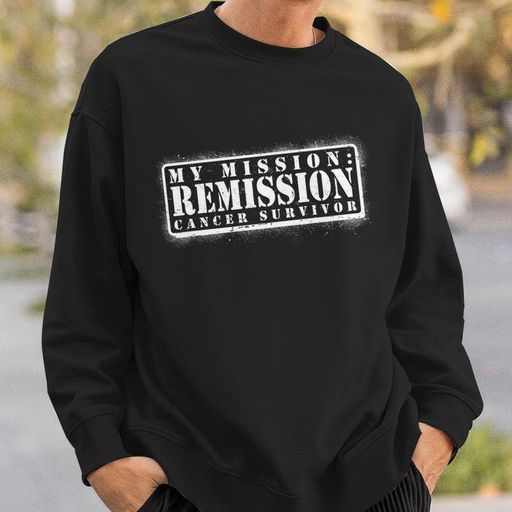 My Mission Remission Cancer Survivor Stamp Sweatshirt Gifts for Him