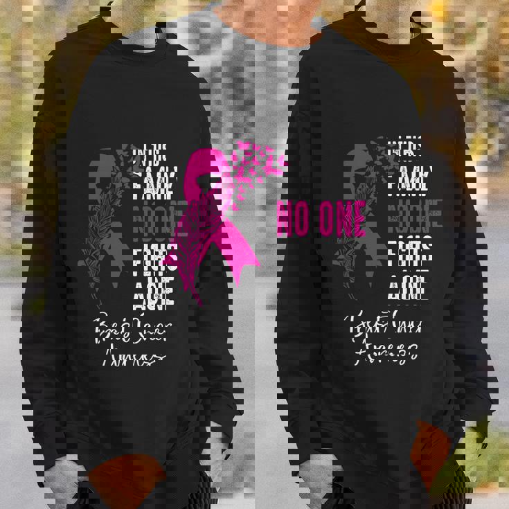 No One Fights Alone Breast Cancer Awareness Meaningful Gift Sweatshirt Gifts for Him