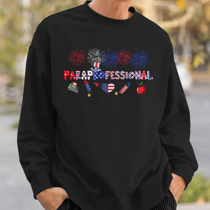 Paraprofessional Proud American Flag Fireworks 4Th Of July Men Women Sweatshirt Graphic Print Unisex Gifts for Him