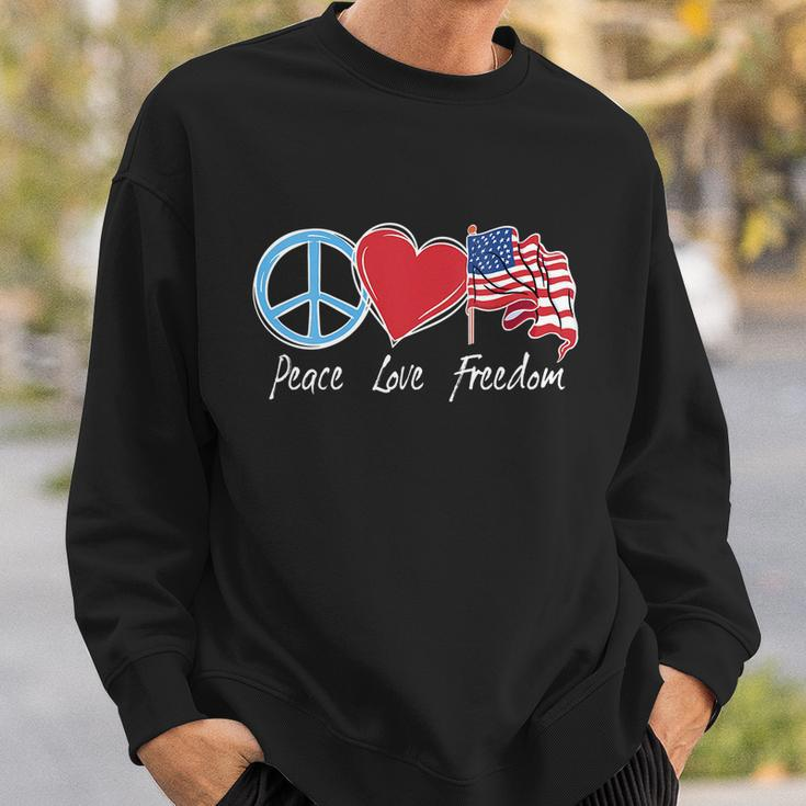 Patriotic Retro Peace Love Freedom Usa Flag 4Th Of July Sweatshirt Gifts for Him