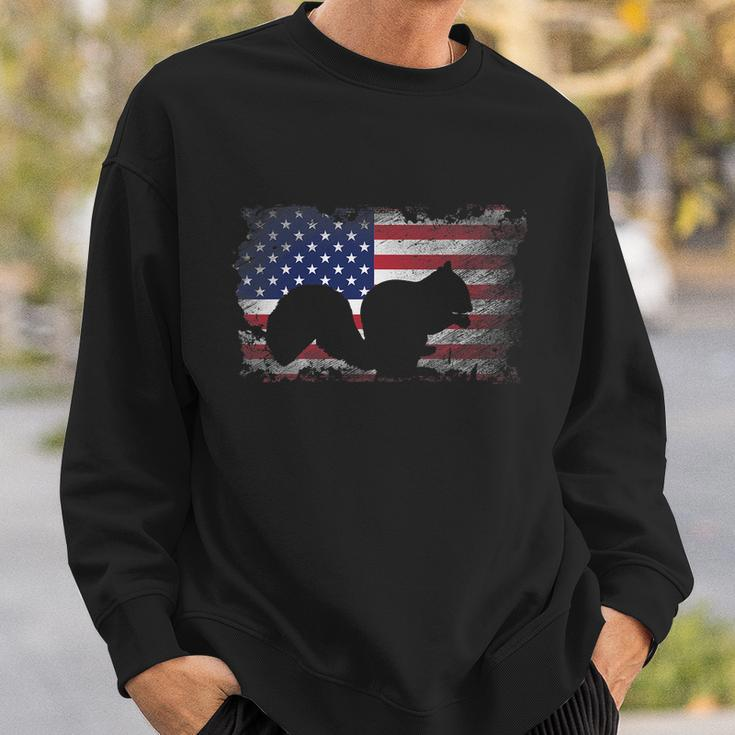Patriotic Squirrel American Flag Cool Wild Animals Lover Sweatshirt Gifts for Him