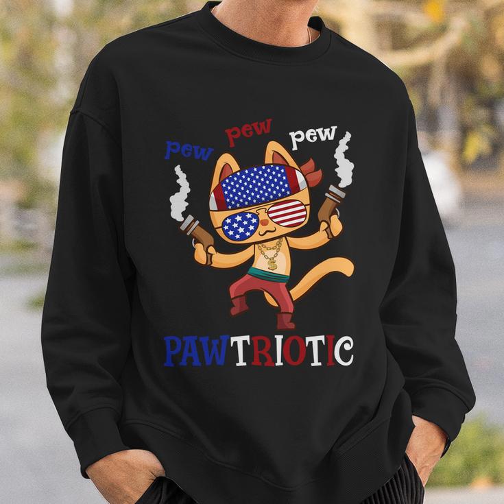 Pew Pew Pawtriotic Cat 4Th Of July Cute Plus Size Graphic Shirt For Men Women Sweatshirt Gifts for Him