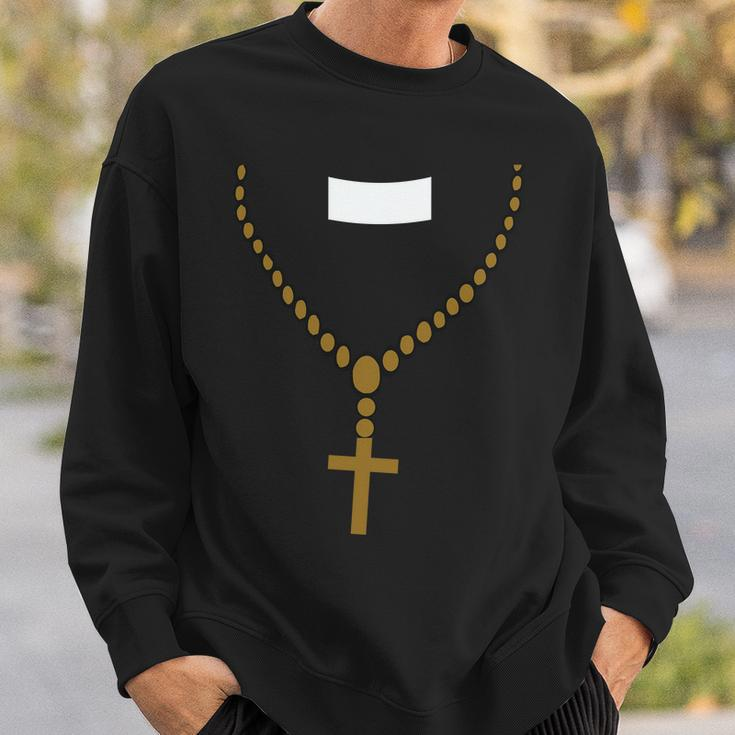 Priest Costume Cross Religion Sweatshirt Gifts for Him