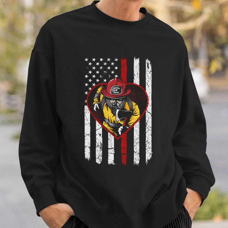 Proud To Be A Firefighter Usa American Flag Thin Red Line Sweatshirt Gifts for Him