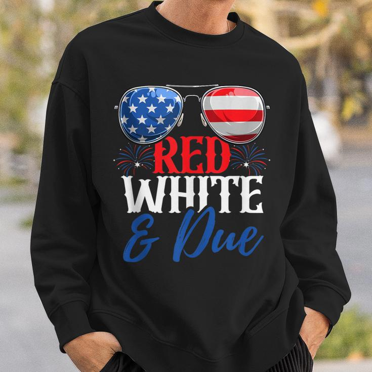 Red White And Due 4Th Of July Pregnancy Announcement Flag Sweatshirt Gifts for Him