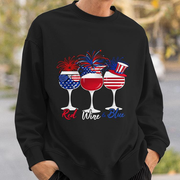 Red Wine Blue 4Th Of July Wine Red White Blue Wine Glasses V5 Sweatshirt Gifts for Him