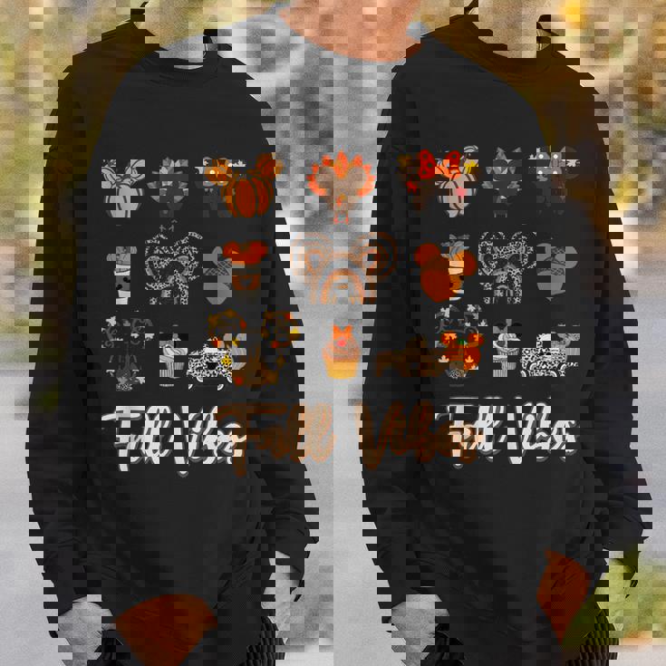 Retro Fall Vibes Pumpkin Turkey Halloween Fall Thanksgiving Sweatshirt Gifts for Him