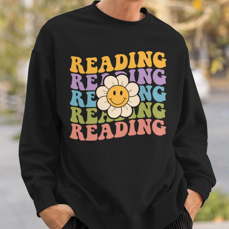 Retro Groovy Reading Teacher Back To School Sweatshirt Gifts for Him