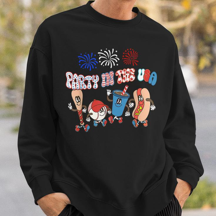 Retro Style Party In The Usa 4Th Of July Baseball Hot Dog V2 Sweatshirt Gifts for Him