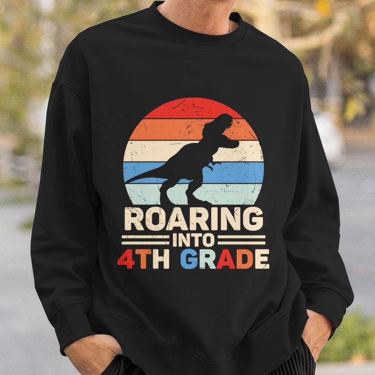 Roaring Into 4Th Grade Dinosaur First Day Of School Back To School Sweatshirt Gifts for Him