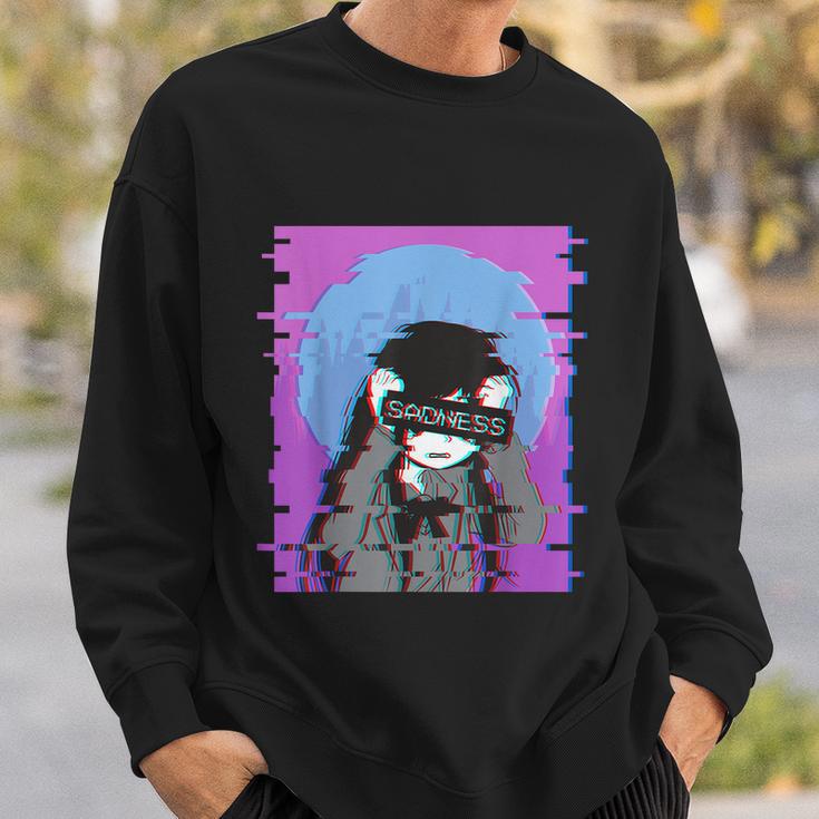 Sad Anime Girl Japanese Aesthetic Vaporwave Anime Otaku Tshirt Sweatshirt Gifts for Him