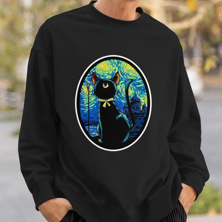 Sailor Moon Cat Starry Night Van Gogh Sweatshirt Gifts for Him