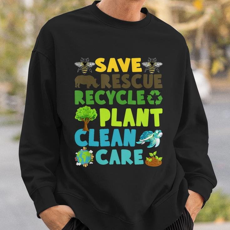 Save Bees Rescue Animals Recycle Plastic Earth Day Planet Funny Gift Sweatshirt Gifts for Him