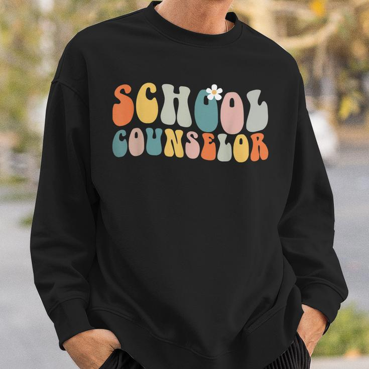 School Counselor Groovy Retro Vintage Sweatshirt Gifts for Him