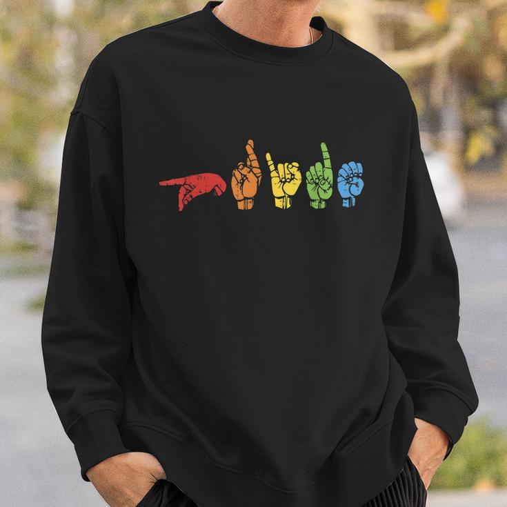 Sign Language Funny Rainbow Flag Gay Lgbt Deaf Asl Mute Gift Great Gift Sweatshirt Gifts for Him