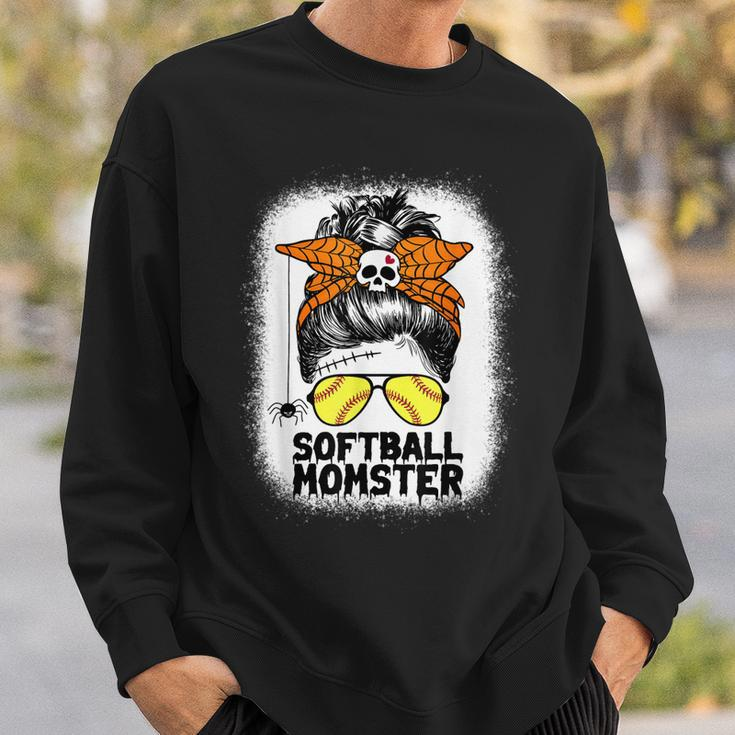 Softball Mom Life Messy Bun Halloween Women Softball Momster V2 Sweatshirt Gifts for Him