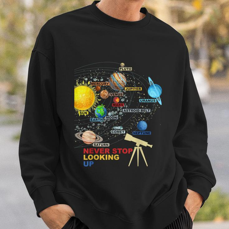 Solar System Planets Never Stop Looking Up Astronomy Sweatshirt Gifts for Him